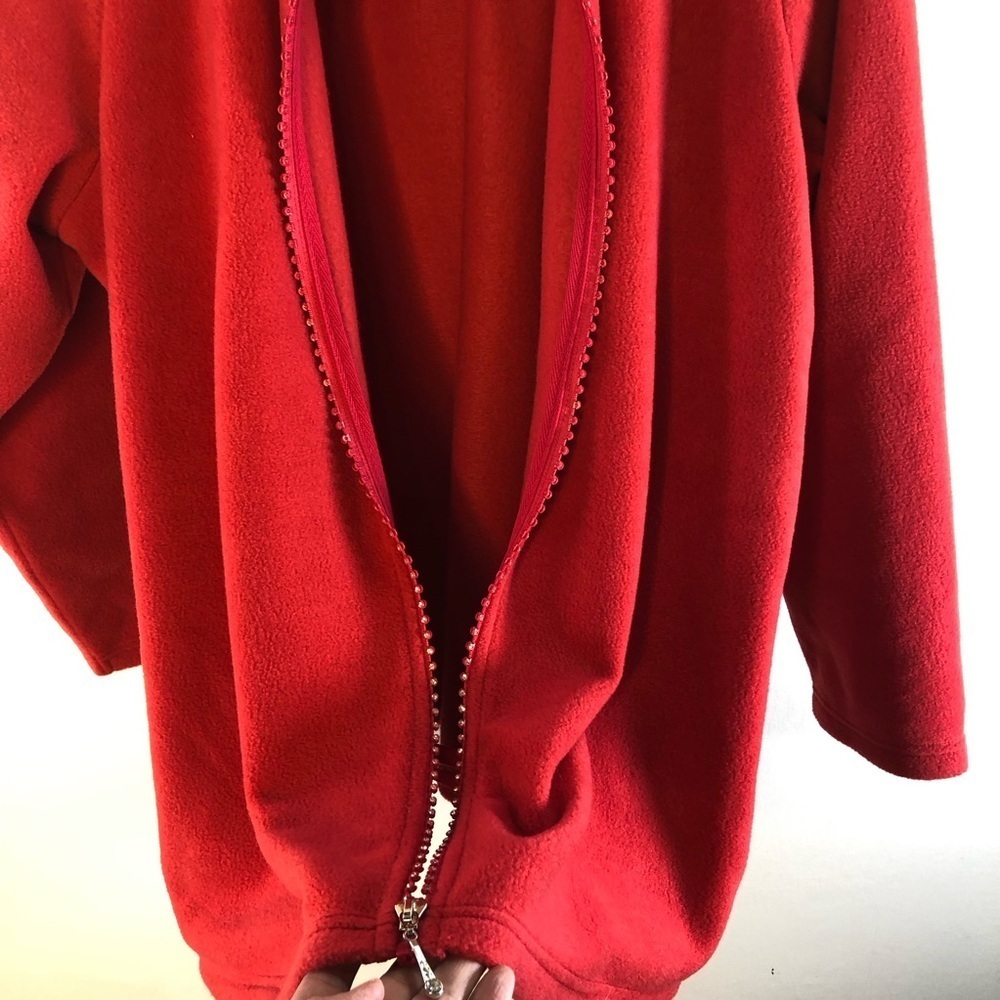 Quacker Factory Fleece Hoodie Women’s 1X Red Jeweled Rhinestone Zipper Cozy - Picture 9 of 13